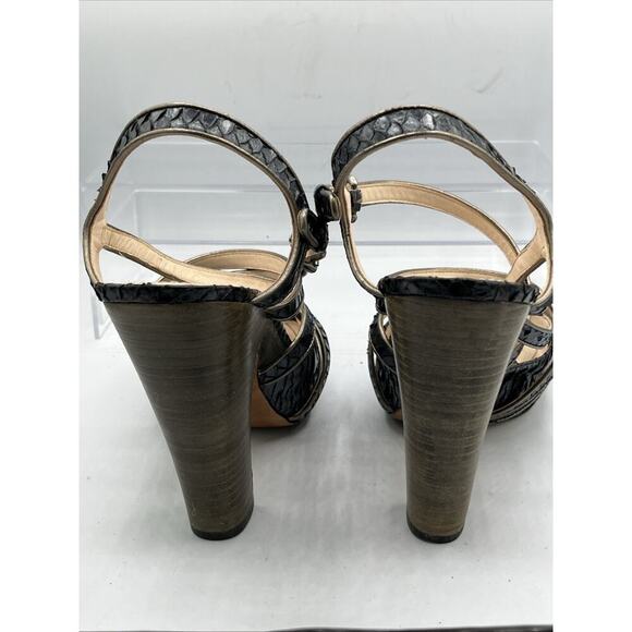 Coach Women’s Karolina 9B Snakeskin Heels Dark Blue Gray Platform Stunners Y2K - Picture 7 of 12